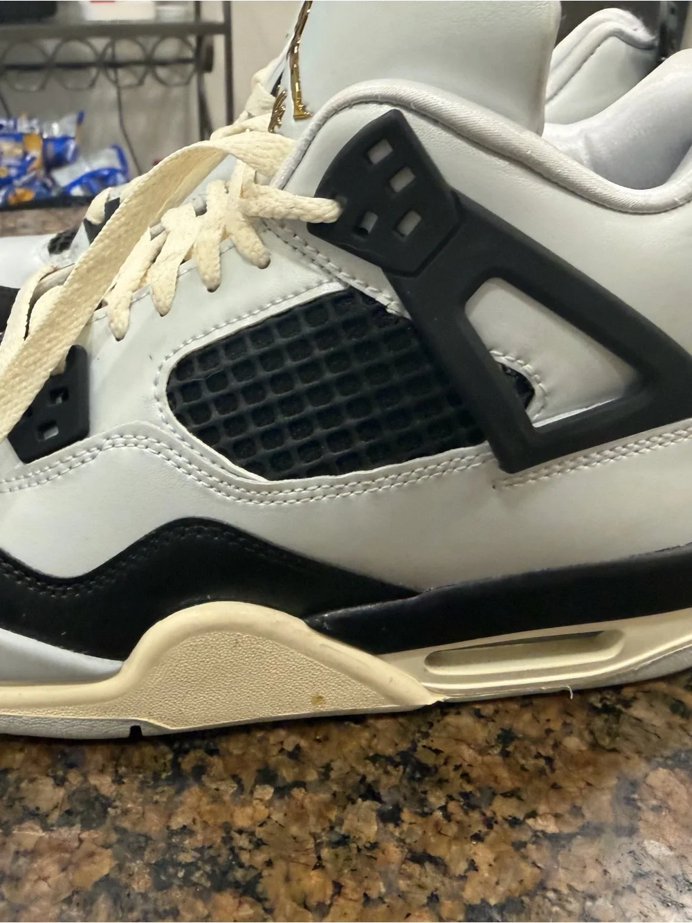 Jordan High-Top Sneakers in White, Black, Cream